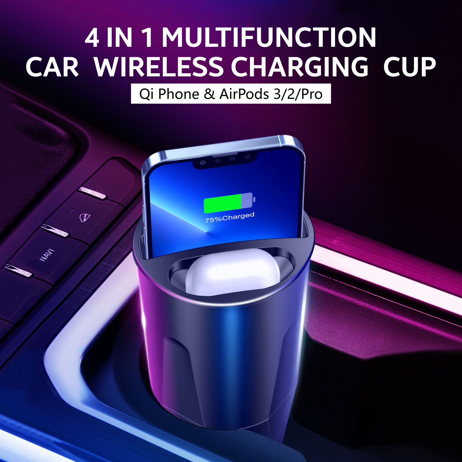 Optimal Charging Distance ≤10mm Car Wireless Charger Dual USB Output 5V 2A
