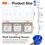 228*86mm Tempered Glass Panel Tuya WIFI Smart Light Switch White Black Grey 6