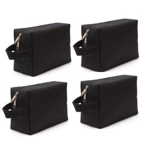 Quality Canvas Waterproof Toiletry Bag For Women Water Resistant Black Color 4 Packs wholesale