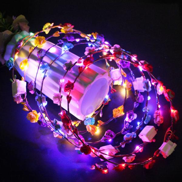 Ladies Christmas Hair Accessories Luminous Led Flower Crown Light Up Glowing