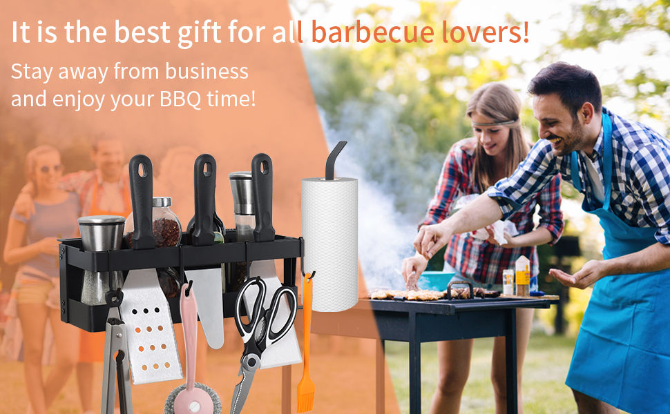 Organize Your BBQ Station with this Non-folding Rack BBQ Caddy and Paper Towel Holder