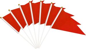 Quality Plastic Sticks Red Pennant Flags Mini Hand Held Solid Blank Flag Sports Club School wholesale