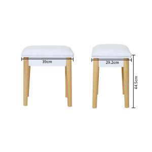 Quality 2.9KG Nordic Style Soft Sponge PU Top Solid Wood Stool wholesale