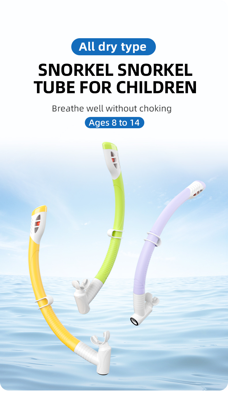Silicone Swimming Diving Scuba Breathing Tube Dry Snorkel For Kids