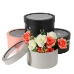 Flower Tube Box Packaging Round Top Window Cylinder Elegant Gift Box