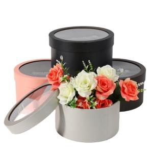 Quality Flower Tube Box Packaging Round Top Window Cylinder Elegant Gift Box wholesale