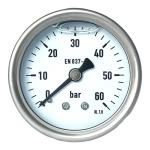 Stainless Steel Back Mount Pressure Gauge 63mm Glycerin filled