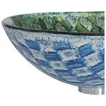 Round Tempered Glass Sink Bowl Hand Drawing Hot Melt Circular Vessel Bathroom