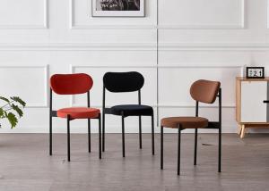 Quality Luxury Restaurant Multicolored 79cm Modern Fabric Dining Chair With Metal Legs wholesale
