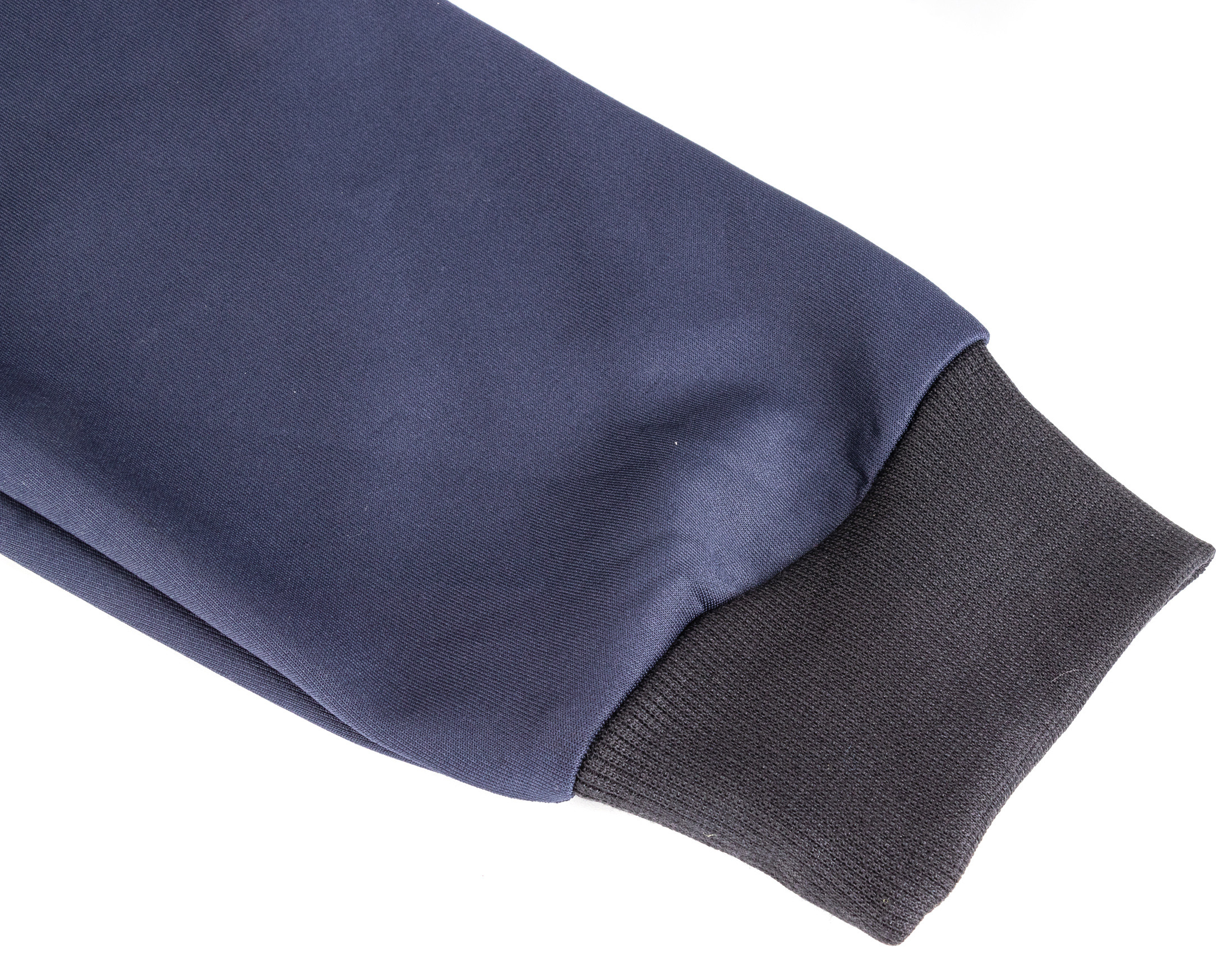 Dark Blue No Lining Hooded Mens Zipper Jacket With Rib Cuffer