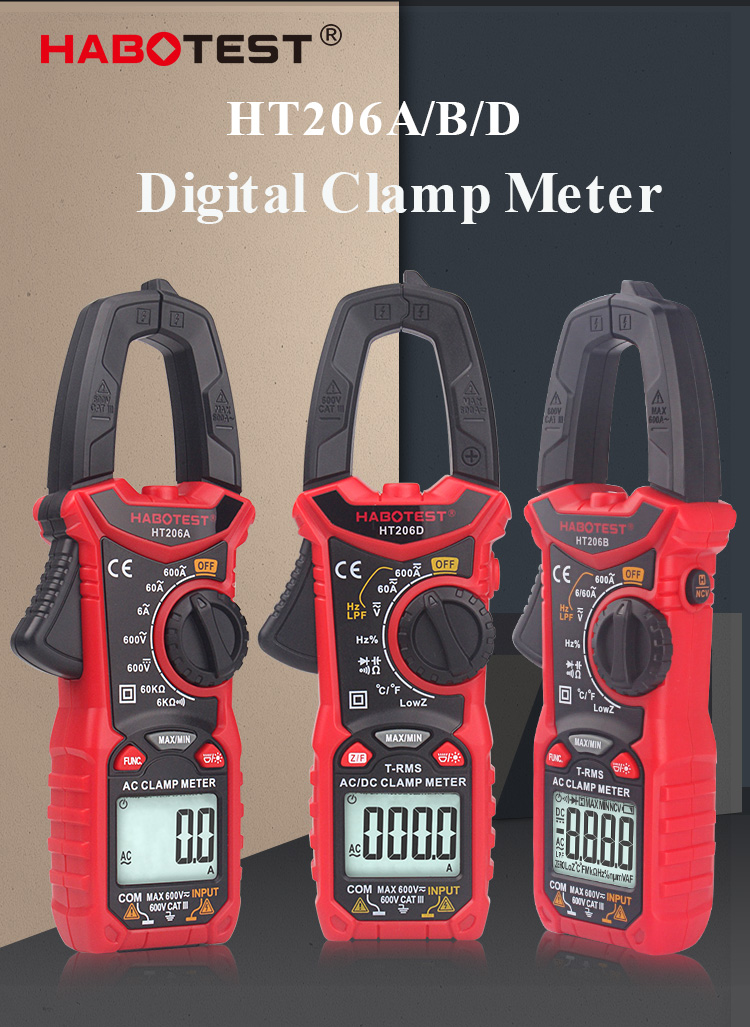 6000 Counts Digital Clamp Meters , 60A AC And DC Clamp Meter