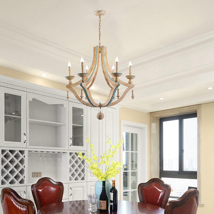 Solid wood chandeliers nordic turquoise lighting loft decor living room coolest chandelier(WH-CI-150)