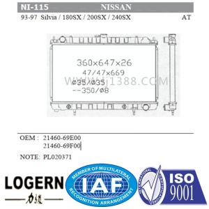 Quality TS16949 Certification NISSAN Car Radiator For Silvia / 180sx/200sx/240sx'93-94 wholesale