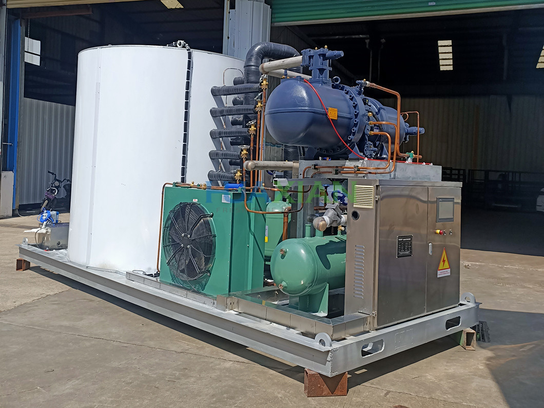 Industrial 30 Tons Large Split Type Evaporative Cooled Flake Ice Machine For Ice Factory
