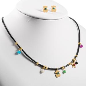 Quality Medical Stainless Steel Jewellry , Black Leather Necklace For Women wholesale