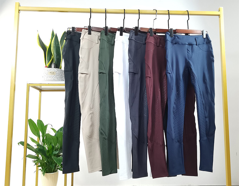 Light Blue Anti Pilling Women Horse Riding Pants Equestrian Clothes