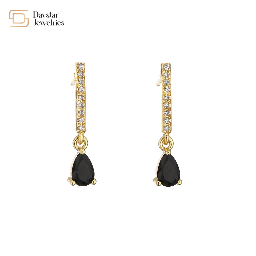Colored Water Drop Diamond Zircon Crystal Pendant Stud Earrings 18k Gold Plated