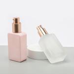 30ML Empty Foundation Glass Bottle Square Clear Frosted Cosmetic Packaging