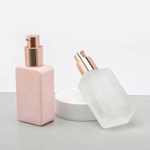 Quality 35ml Liquid Foundation Bottles Gold Square Skin Care Cosmetic Packaging wholesale