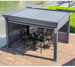 Quality Customizable Aluminum Gazebo and Arbor Garden Adjustable Outdoor Shutters Roof Waterproof Electric Gazebo wholesale