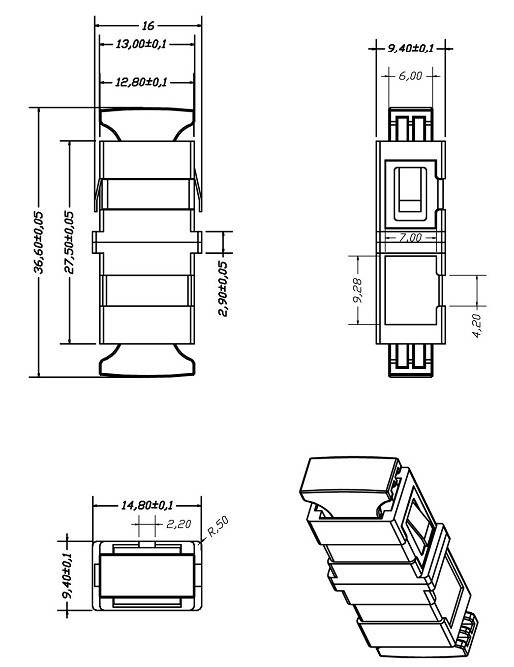 CATV System SM Simplex Flangeless Fiber Optic Coupler