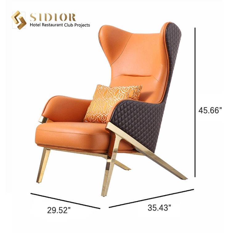 Leisure Lounge Chair, Living Room Lounge Chair, Leather Lounge Chair, High Density Foam, PU Leather Upholstery