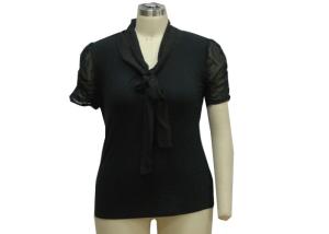 Quality Front Neck With Decorative Tape Short Sleeves Causal Softwear Shirt For Middle Age Ladies wholesale