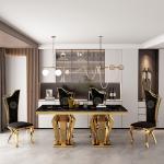 Exquisite Stainless Steel Marble Dining Table For High-End DéCor