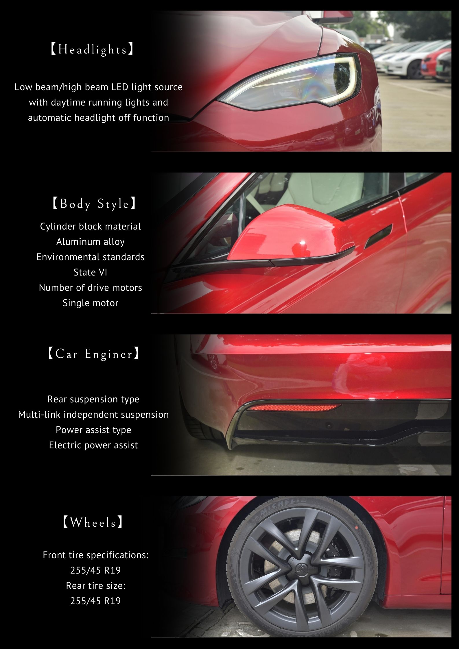 2023 Euro VI Tesla Model S EV Car with High Match Deposit and Rear Track of 1690mm