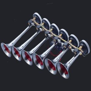 Quality New Arrive 12/24V six pipe loud sound big truck Chrome Air Horn (HS-1027) wholesale