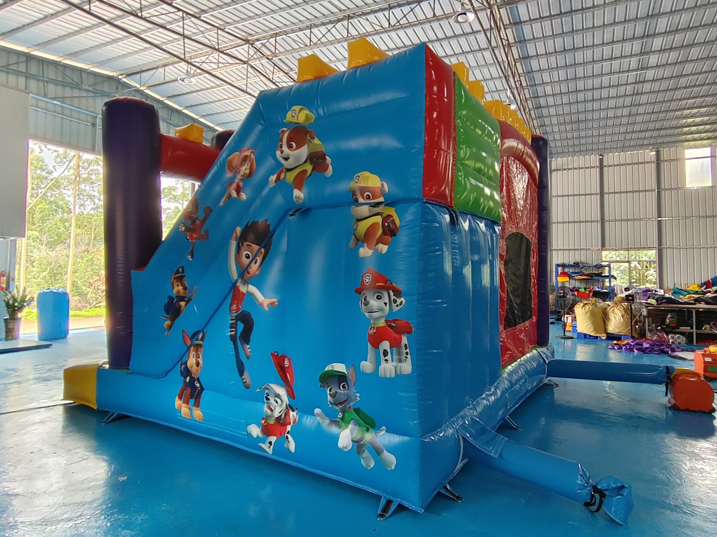 Funny Party Playground Inflatable Games Patrol Cartoon Inflatable Bouncy House With Slide Inflatable Combo For Kids