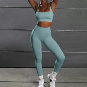 Quality New Arrival Seamless 2 Pieces Yoga Set For Women Ruched Butt Leggings And Sports Bra wholesale