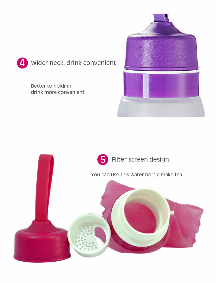 Better to holding 550ml Wholesale Sports Silicone Foldable Water Bottle