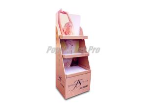 Quality Degradable Pink Cardboard Floor Display Stands Glossy Laminated For Body Lotion wholesale