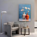 Customized Size Hand Painted Vase Art Painting Colour Textured 3d Relief Oil