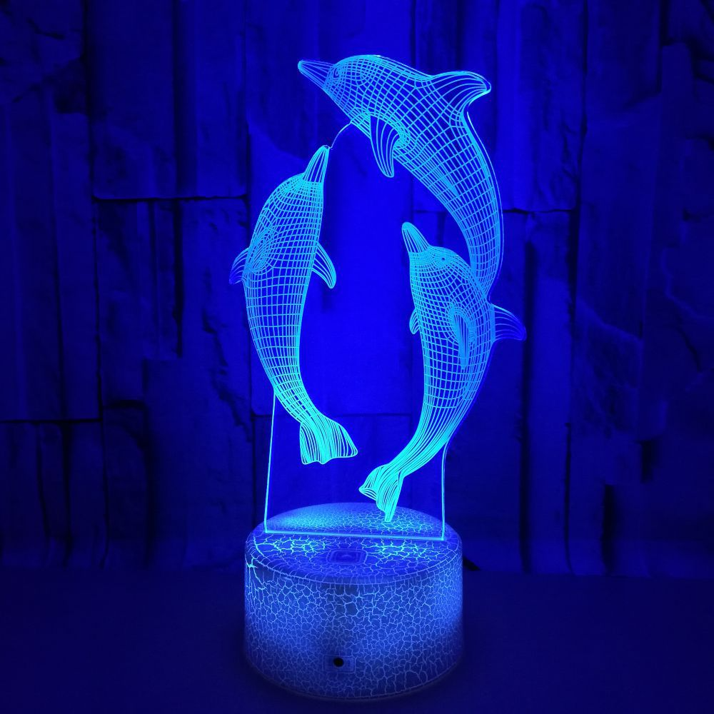OEM animal shape Dolphin 3D Lights Holiday Gifts Colorful Remote Control LED Stereo Visual Lights