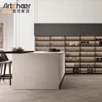 PVC Membrane Door Panel Surface Treatment Kitchen Cabinet Set in Modern Italian