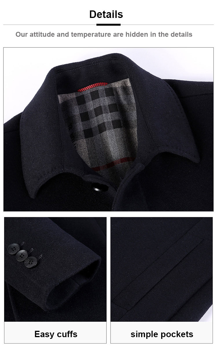 Stylish and Sustainable Middle-Aged Double-Sided Woolen Cashmere Coat for Men's Business