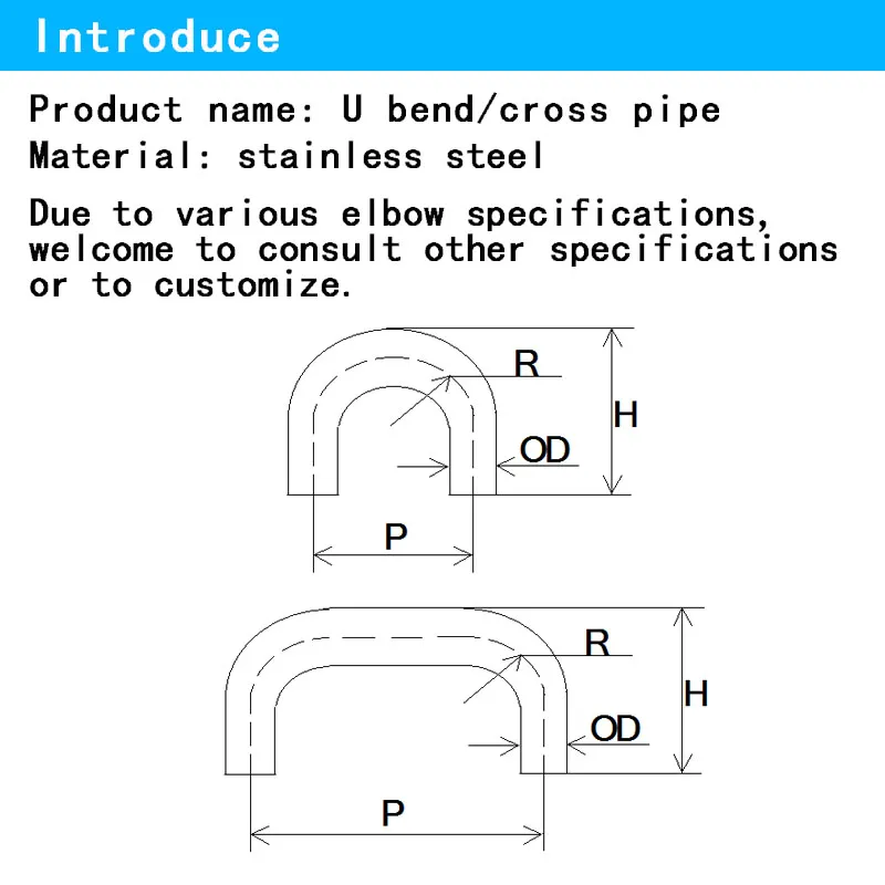 Equal Stainless Steel 180 Degree U Type Elbow Tube Fitting Bends SS304 SS316 SS316L