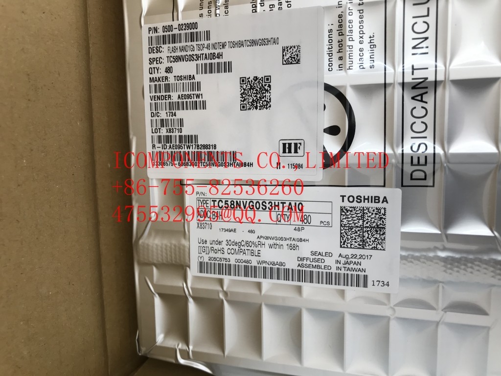 TC58NVG0S3HBAI4 TOSHIBA SLC NAND Flash Parallel 3.3V 1G-bit 128M x 8 63-Pin FBGA T/R