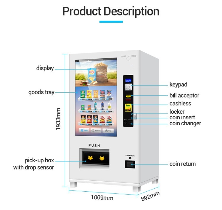 Coin Operated Self Service Vending Machine With Touch Screen Fully Drinks Based