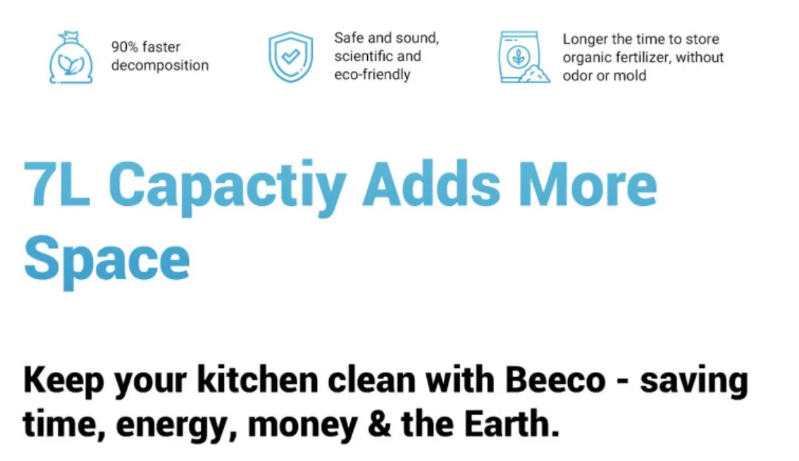 Smart Countertop Compost Machine Odor Free Automatic For Kitchen