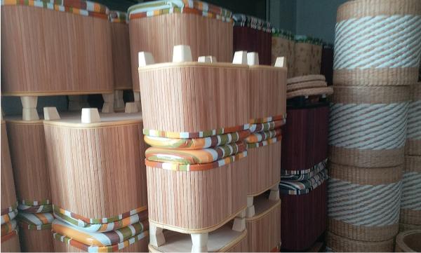 Natural Straw Household Storage Stool Grass Bamboo Woven Ottoman Box Eco