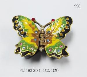 Quality Butterfly Design Colored gold Metal Jewelry Box wholesale