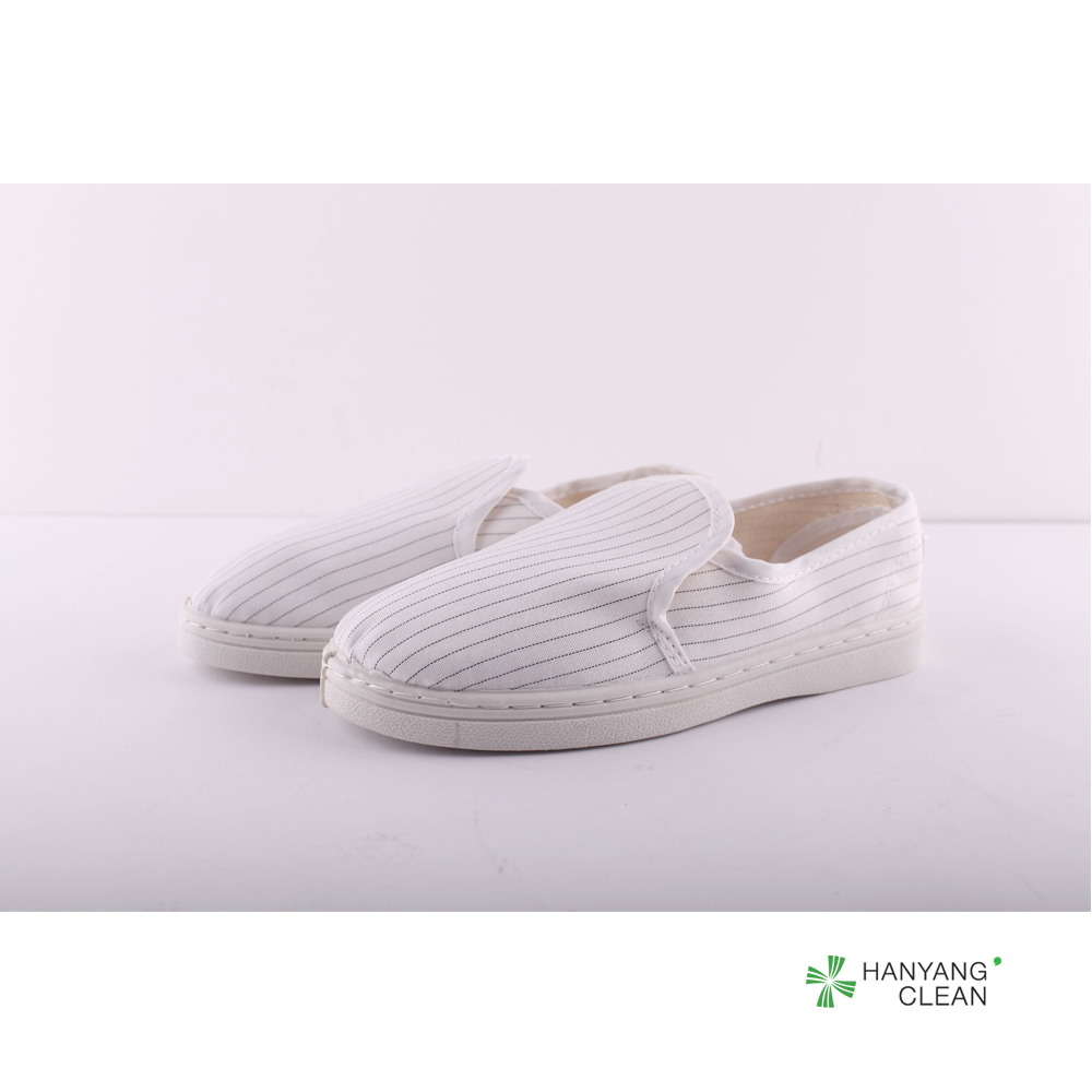 Factory cleanroom stripe canvas PVC outsole shoe breathable esd antistatic workshop shoes