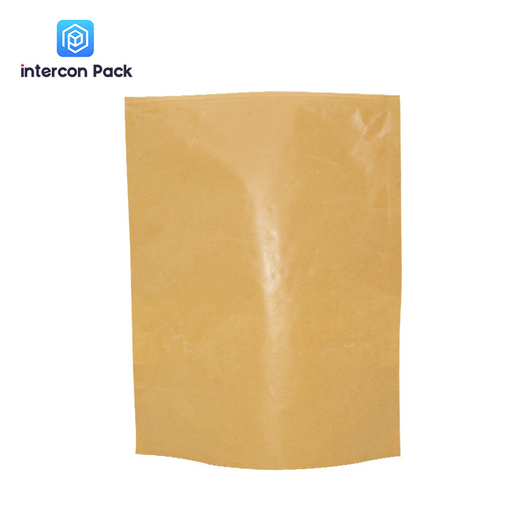 Resealable Kraft Paper Standup Zipper Pouch Food Grade With Matte Window
