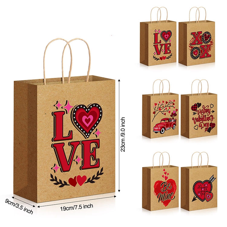 Custom Logo Valentine's Day Type Love Gift Packaging Shopping Paper Bags for Brands