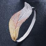Leaf Zirconia Bracelet for Women Silver Color Water Drop CZ Bracelets CZ Stone