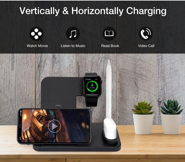Multifunction 2W ABS 139mm 4 In 1 Wireless Charging
