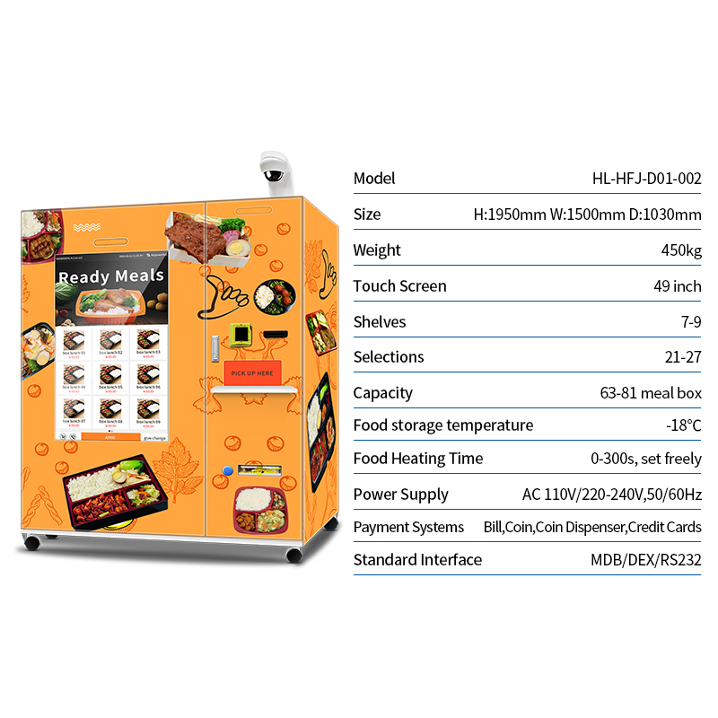 Big Touch Screen Frozen Food Vending Machine Fully Automatic Frozen Food Vending Machine With 45S Quick Heating